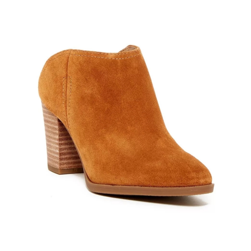 Franco Sarto Denzel Nubuck Leather Bootie Mule in Cognac